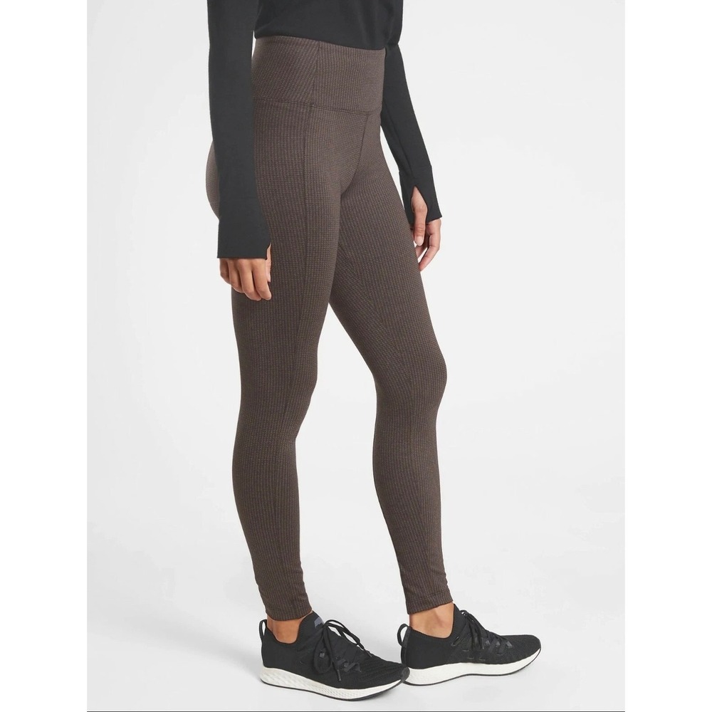 Athleta Delancey Houndstooth Tight Women M Brown Black High Rise Sculptek Light